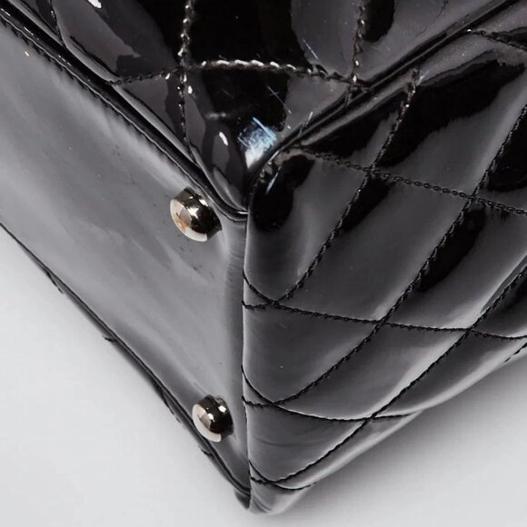 Chanel Black Quilted Patent Leather Front Pocket Large Tote Bag - Picture 4 of 11